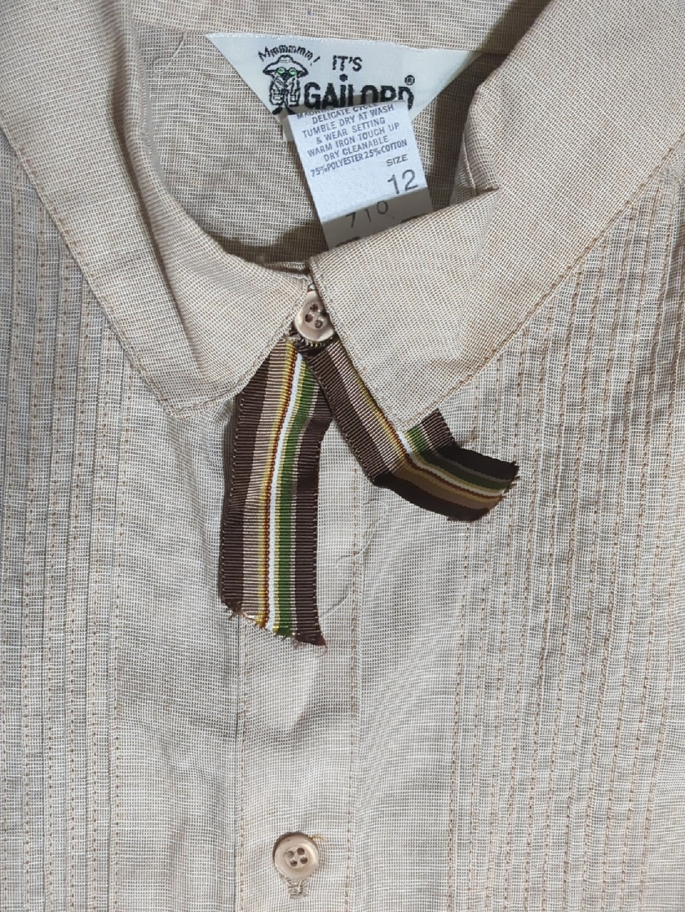Vintage 1980s It's Gailord Womans Vintage Light Brown Blouse Size 12 NWT - Picture 2 of 12